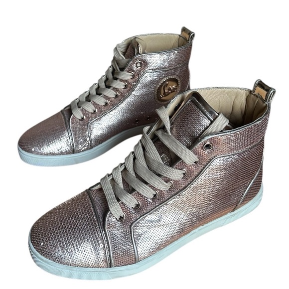 Christian Louboutin BIP BIP Woman Orlato Sequin Hi High Top sneakers RETAIL 995 - Picture 2 of 7